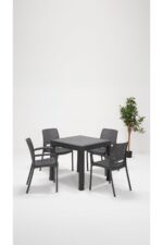 MOBETTO Home Rattan 4 Kişilik Bahçe Balkon Masa Takımı, Rattan Masa Seti ( CAMSIZ ) - Görsel 8