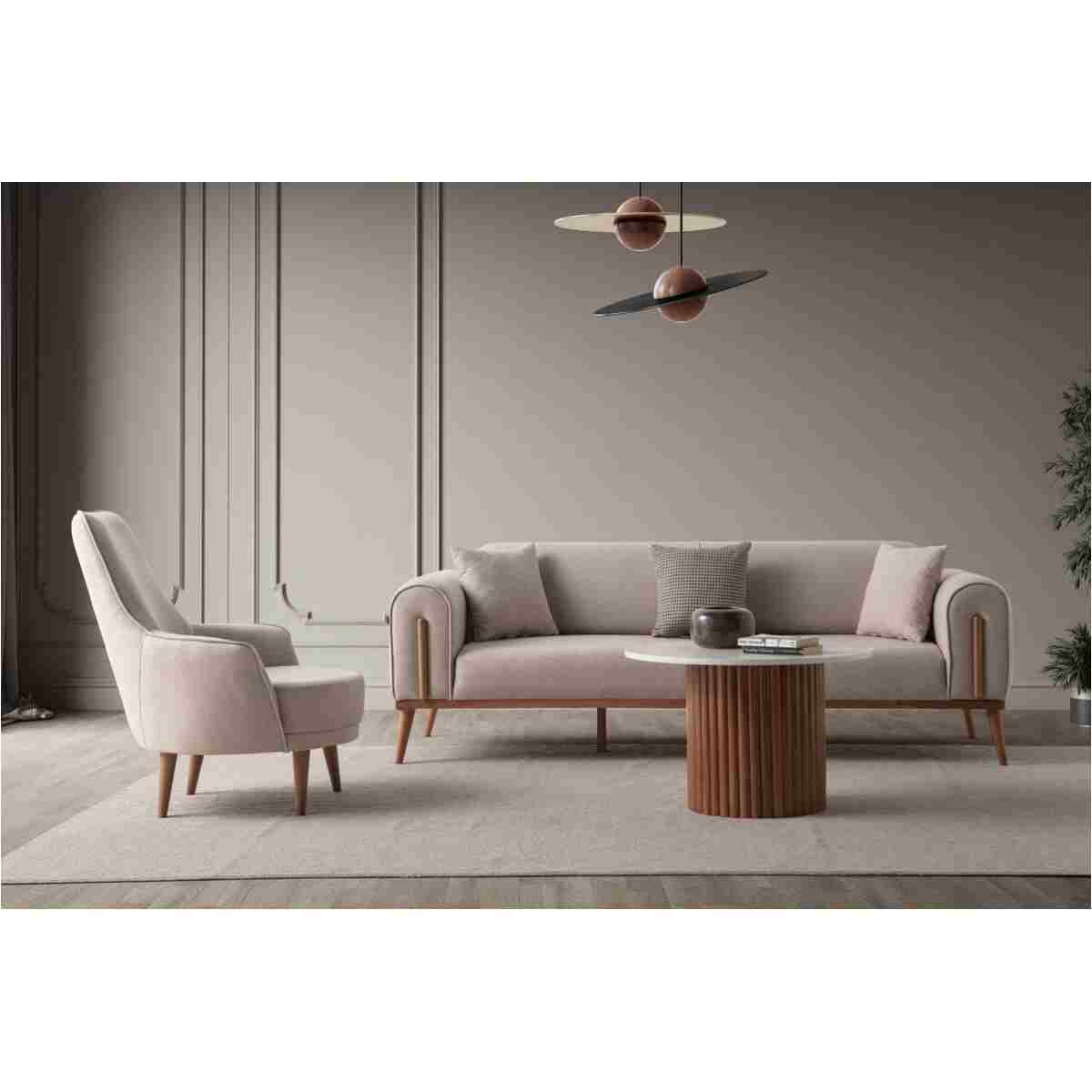 EDSY HOME Riva 3+3+1+1 Koltuk Takımı Sütlü Kahve - Görsel 3