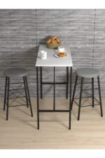 Retodesign BEYAZ YUVARLAK TABURELİ BAR TAKIMI 3656 - Görsel 7
