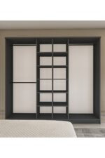 Metalia Gm 087 Favorite 6 Kapılı Aynasız Sonomo - Antrasit Gri Siyah Kulplu Gardırop - Görsel 4