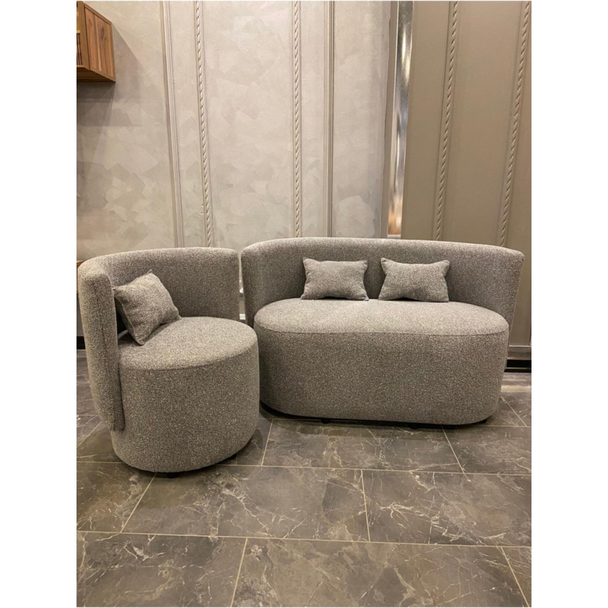 hoom concept Relax Antrasit Teddy 2'li Koltuk + Berjer Takımı - Görsel 2