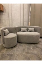 hoom concept Relax Antrasit Teddy 2'li Koltuk + Berjer Takımı - Görsel 2