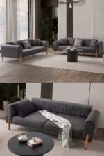 EDSY HOME Galata 3 3 Koltuk Takımı Antrasit