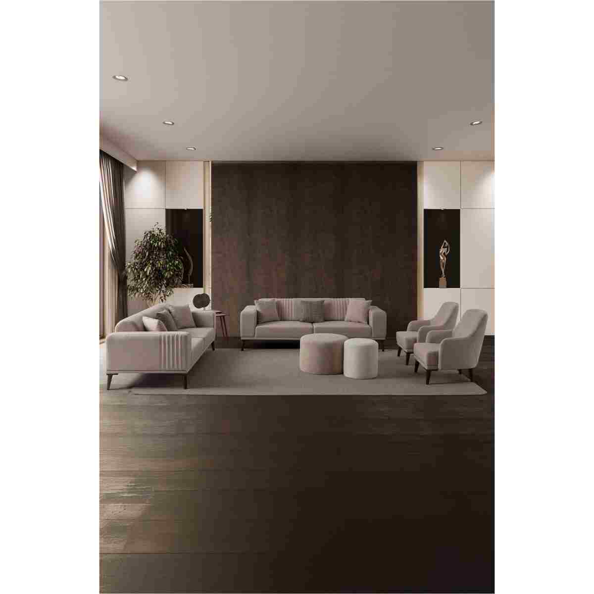 EDSY HOME Regnar 3+3+1+1 Koltuk Takımı Krem - Görsel 2