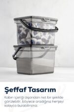 Vienev 2'li 4 Litre Beyaz Serigrafi Etiketli Deterjanlık Saklama Kutusu Kabı Antrasit - Görsel 2