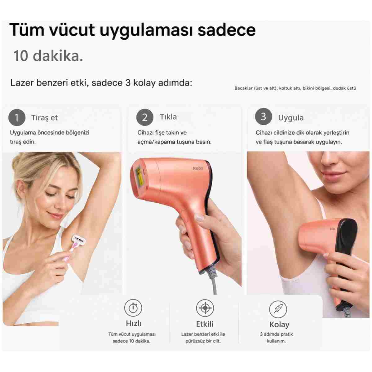 ROBX A05 3 Milyon Atım Akıllı Cilt Tanıma Ultra Seri Atım 3 Başlık IPL Lazer Cihazı - Görsel 3
