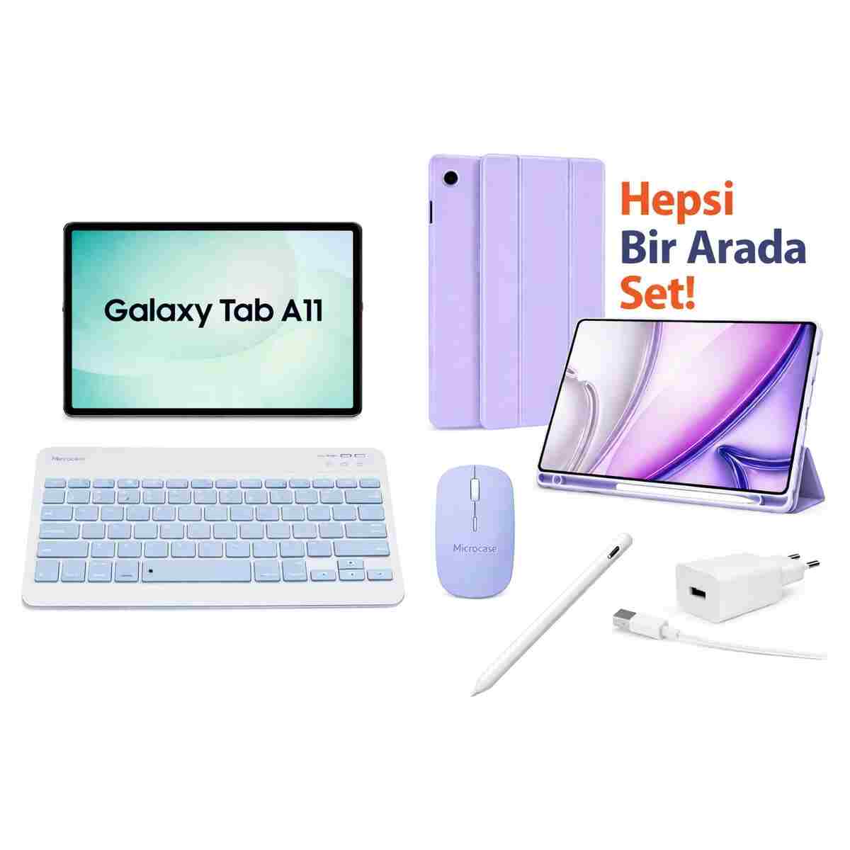 Samsung Galaxy Tab A11 PLUS 11''İNCH 6/128GB TABLET+BEYAZ KALEM+LİLA KILIF+LİLA KLAVYE MOUSE - Görsel 2