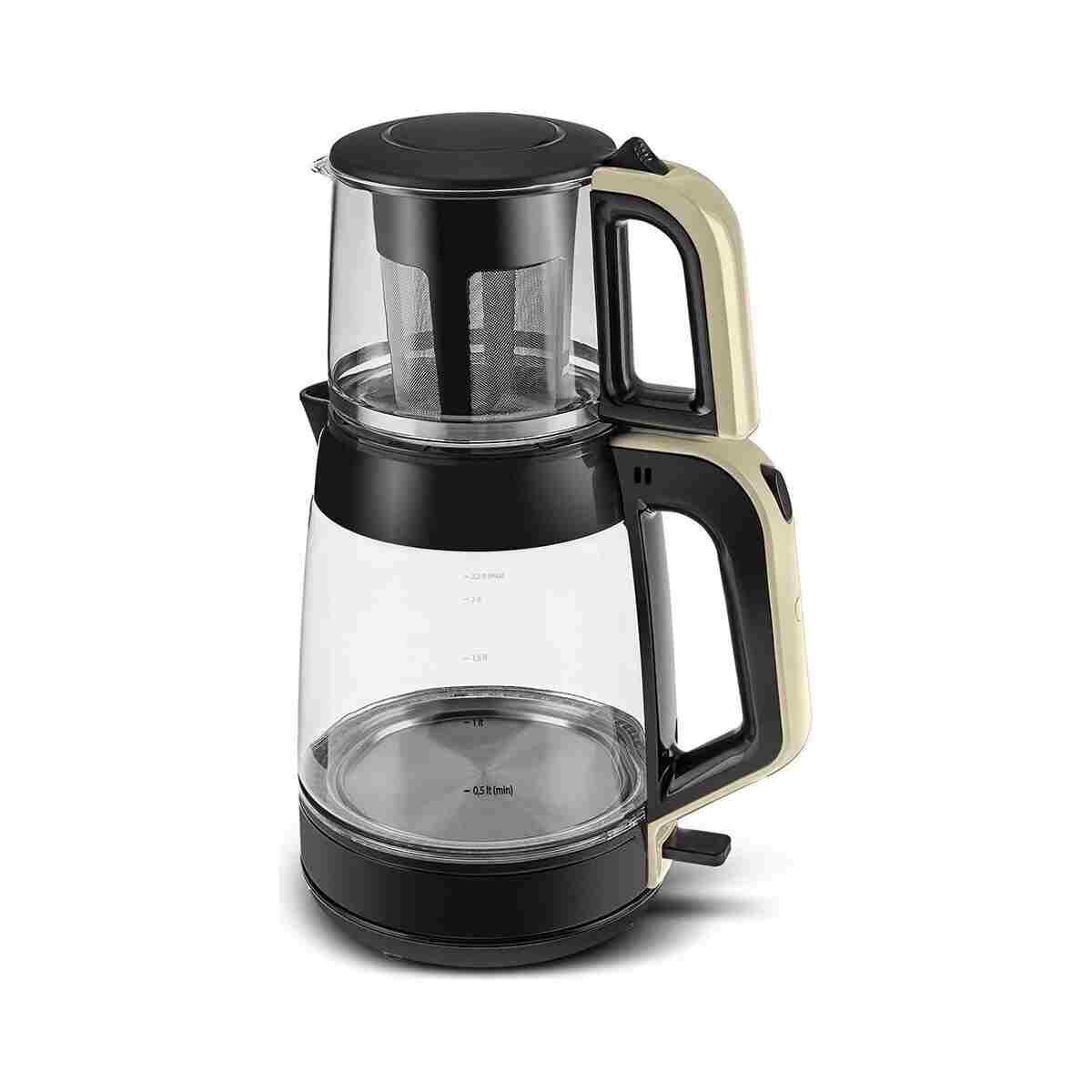 Karaca Glass Tea Xl 2 In 1 Cam Su Isıtıcı & Çay Makinesi Krem - Görsel 4