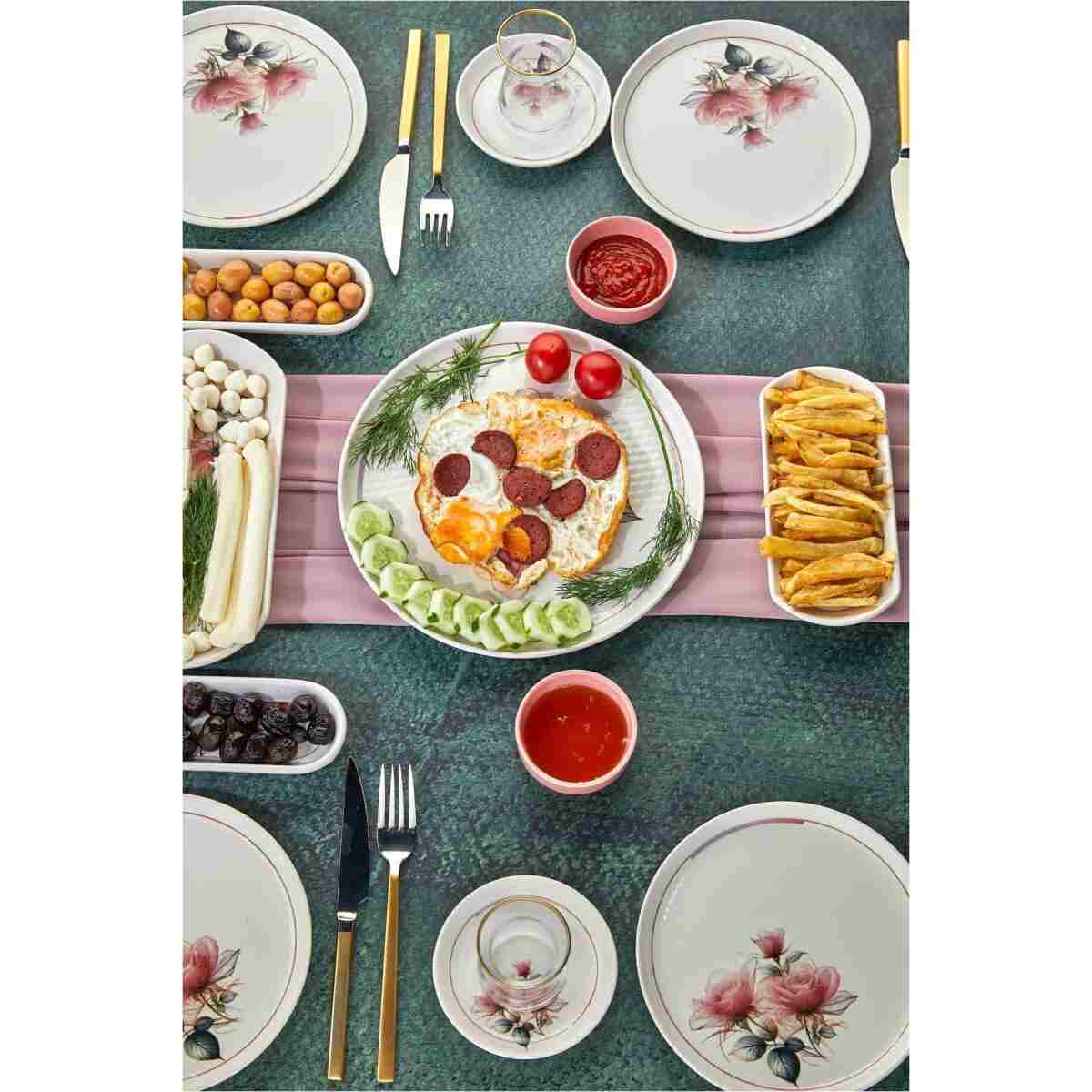EMBazaar 23 Parça 6 Kişilik Stackable Elegance Premium Kahvaltı Takımı Kahvaltılık Tabak Seti Sunum Set - Görsel 4