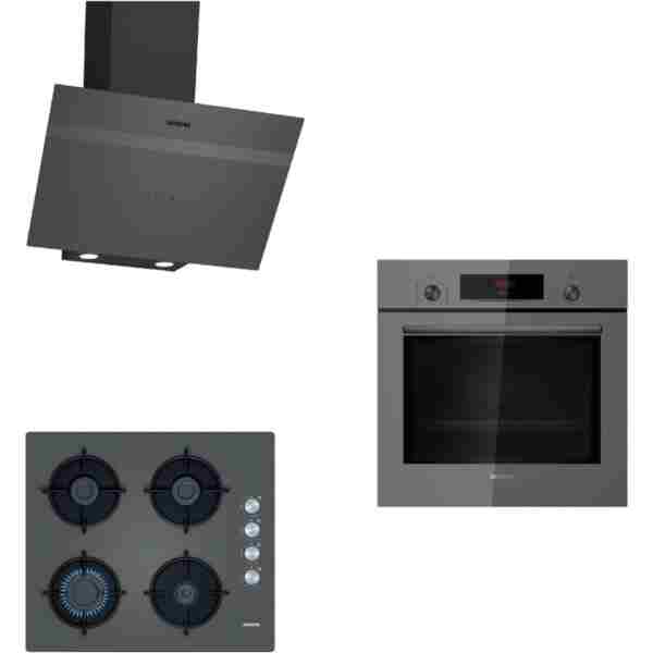Siemens Gri Ankastre Set (HB012FBH1T-EO6C9PO00(EO6C8PP30O)-LC64KPJ70T)
