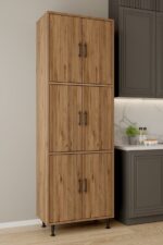 AEKA AE-3015 Mercan Atlantik Çam 6 Kapaklı Çok Amaçlı Dolap Raflı Mutfak Kiler Banyo 195*63*35 Çok Amaçlı Dolap