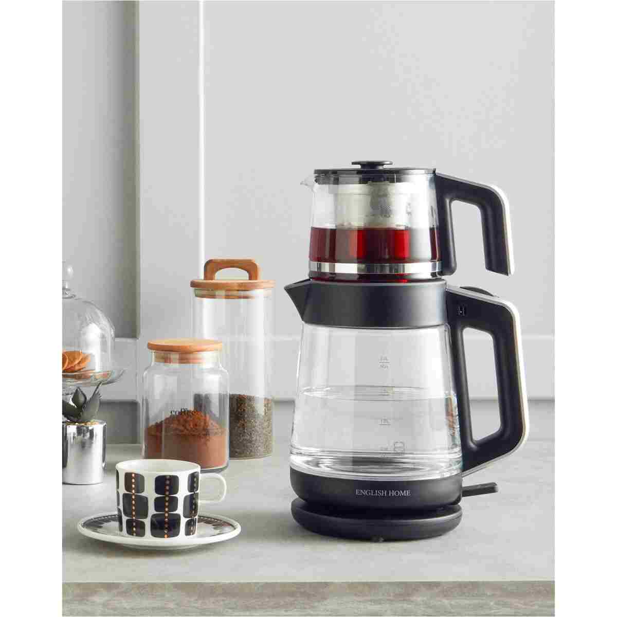English Home CMK 6001 Cam Çay Makinesi ve Kettle Siyah-Bakır - Görsel 15