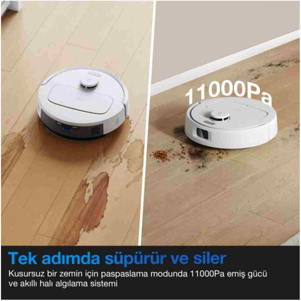 Ecovacs Deebot N20e Plus Robot Süpürge ve Paspas, Otomatik Toz Torbasız Boşaltma İstasyonu, 11000Pa - Görsel 11
