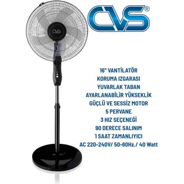 CVS Dn 91018 Zaman Ayarlı Yuvarlak Ayaklı 16'' Vantilatör