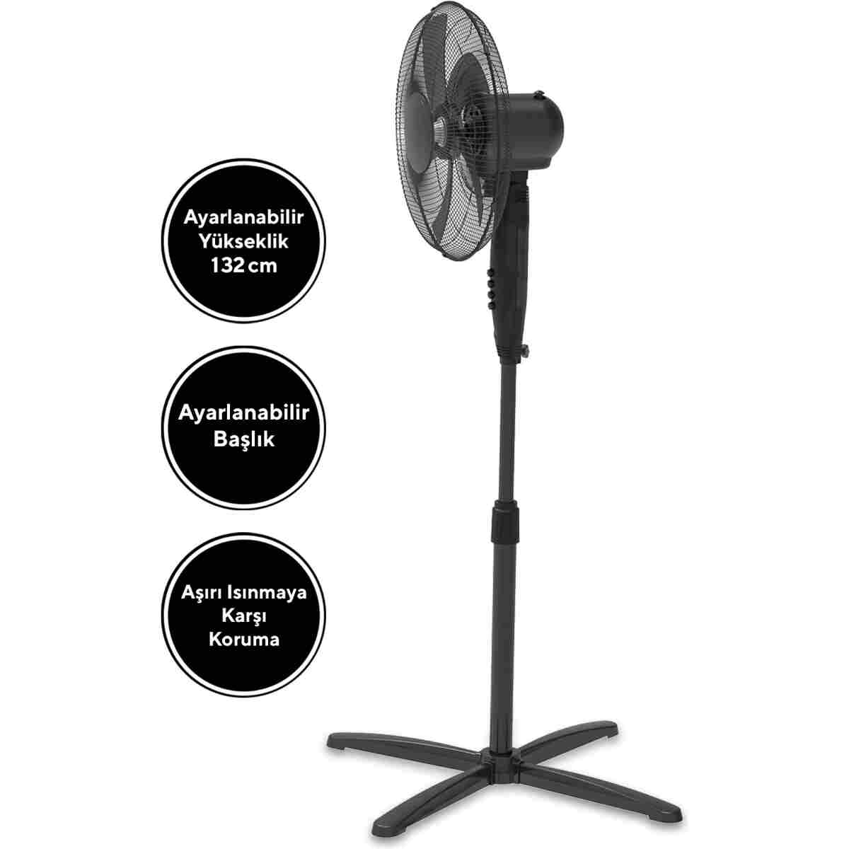 KUMTEL KTF-325 Siyah Vantilatör 16'' (5P) - Görsel 4