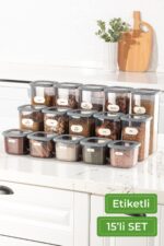 Vienev 15li Etiketli Foly Kare Erzak Saklama Kabı Seti 5x(0,55 Litre, 1,2 Litre, 1,75 Litre) Beyaz - Görsel 7