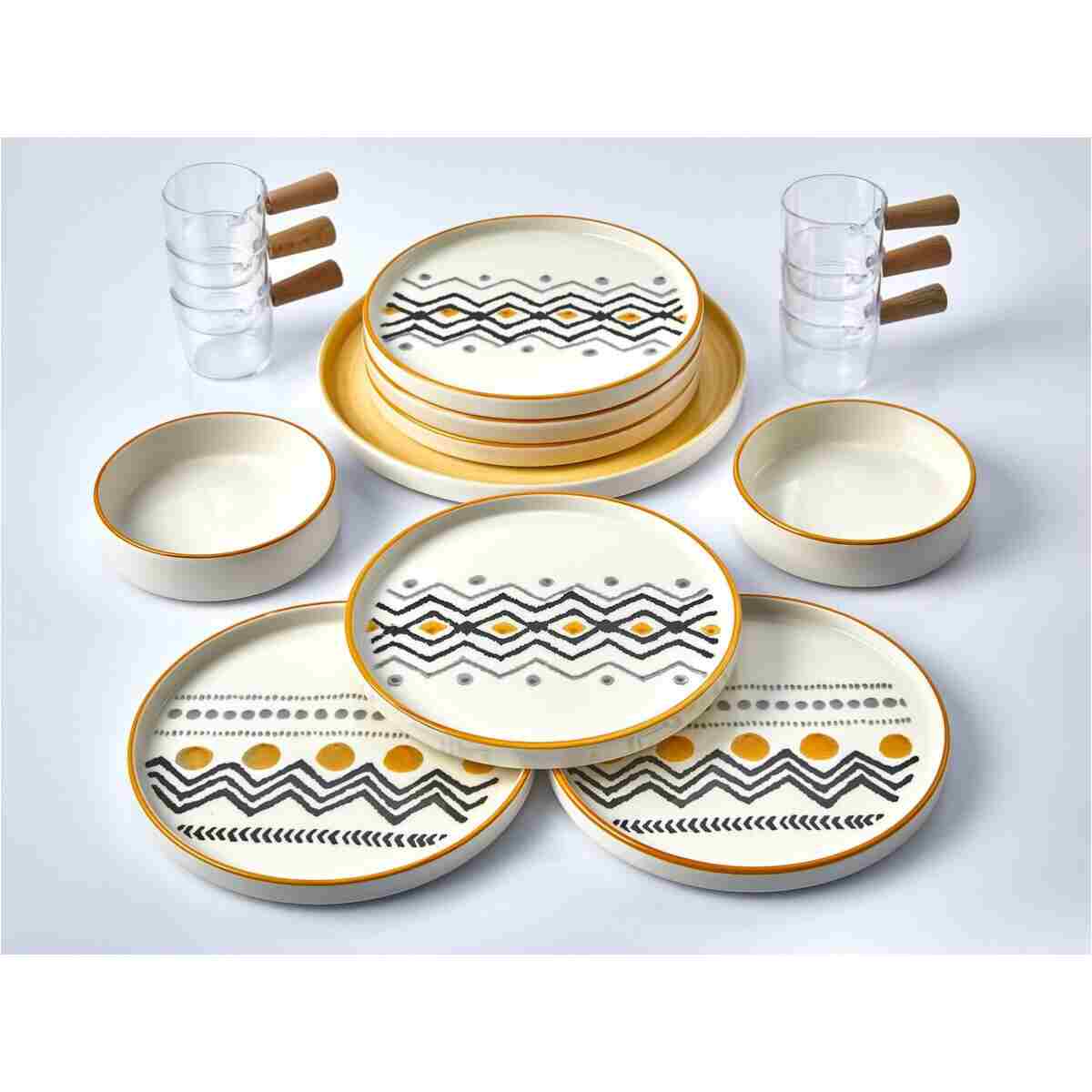 Kitchen Life 15 Parça 6 Kişilik Axial Stackable Kahvaltı Takımı Sosluklu Kahvaltılık Sunum Seti Tabağı - Görsel 4