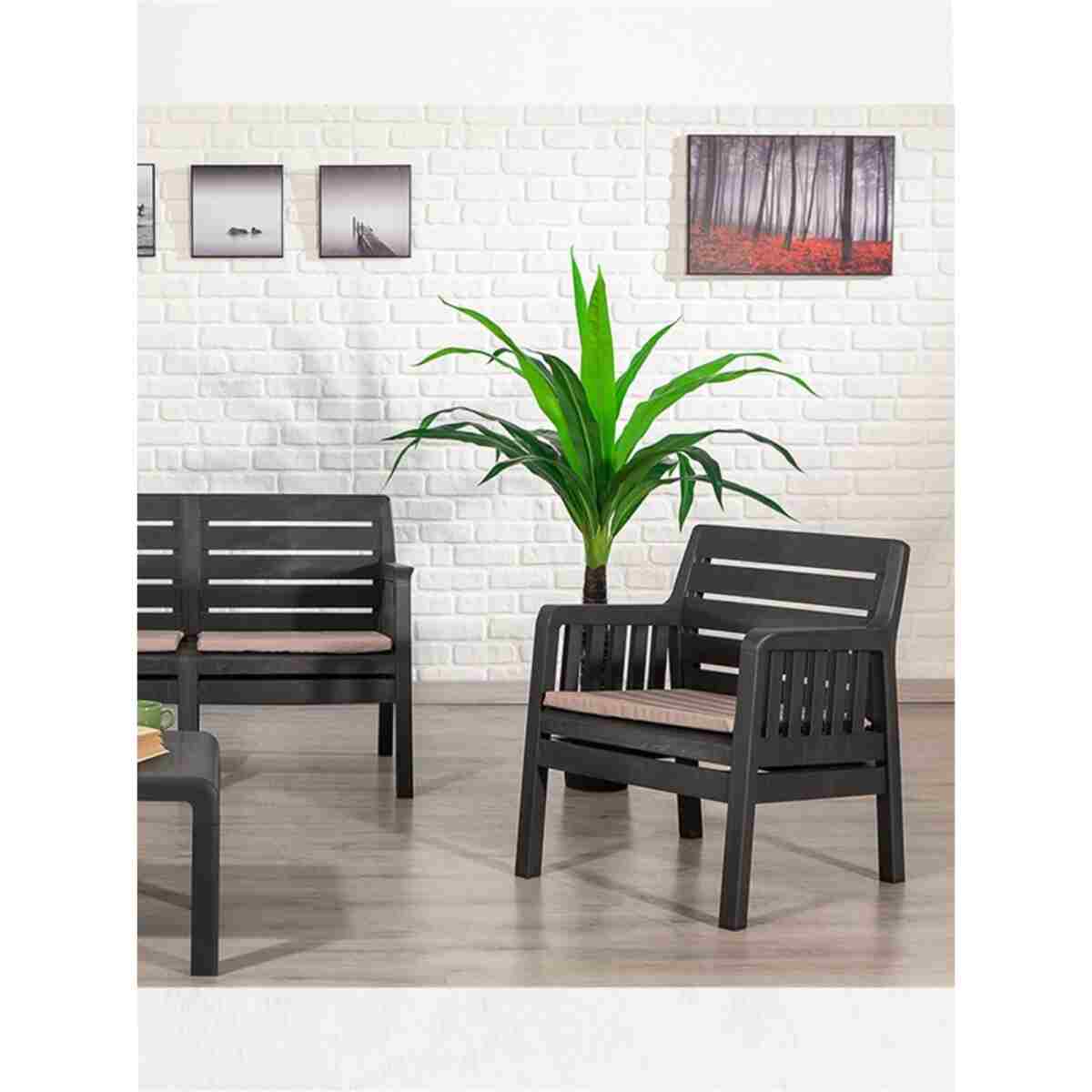 Modalife Lara Home Minderli 3 1 1 S Bahçe Takımı-antrasit - Görsel 4