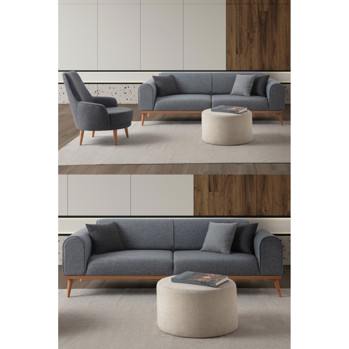EDSY HOME Rebull 3+1 Koltuk Takımı Kahverengi + Sütlü Kahve - Görsel 11