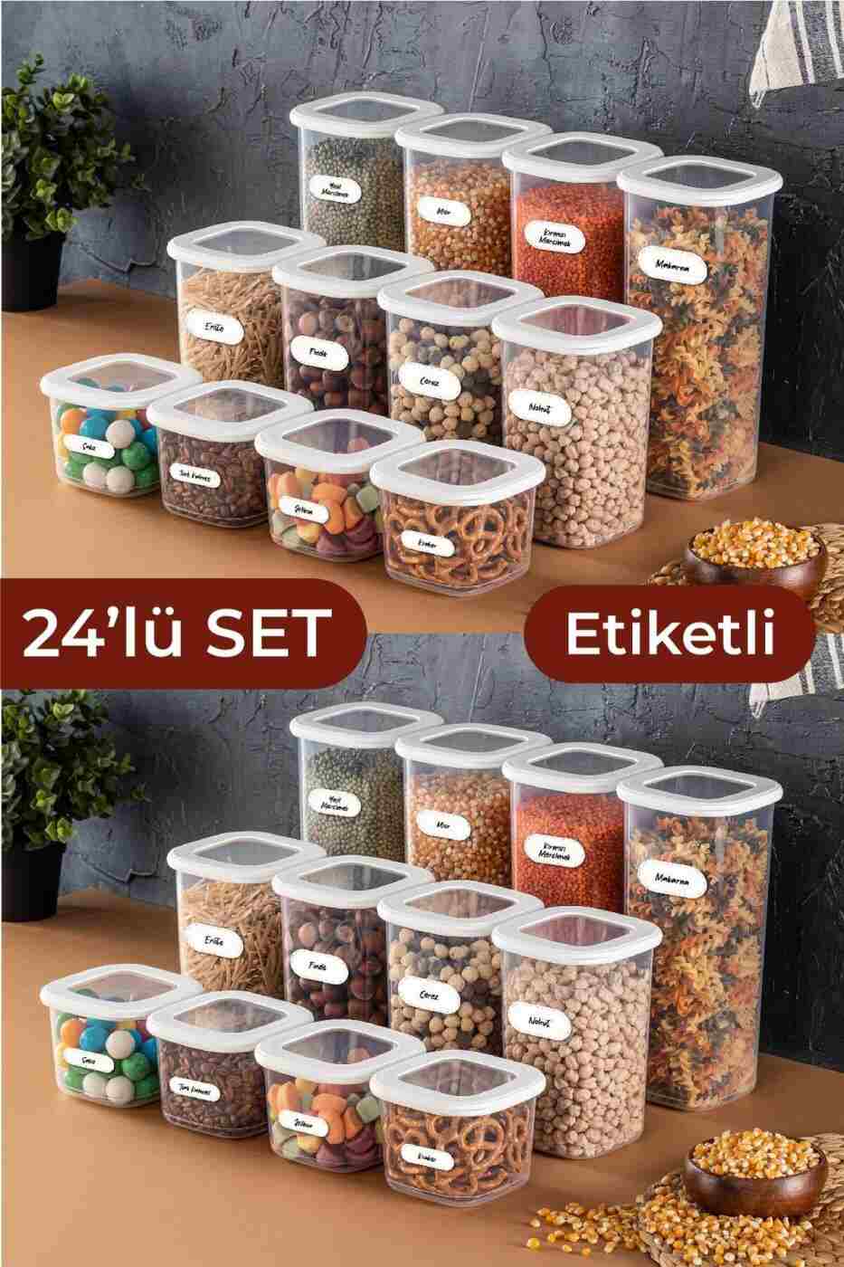32b87ebc543155bafe417be146e4a711 Vienev Foly Etiketli Kare Erzak Saklama Kabı 24'lü Set 8x(0,55 LİTRE, 1,2 LİTRE, 1,75 LİTRE) Beyaz - Görsel 1
