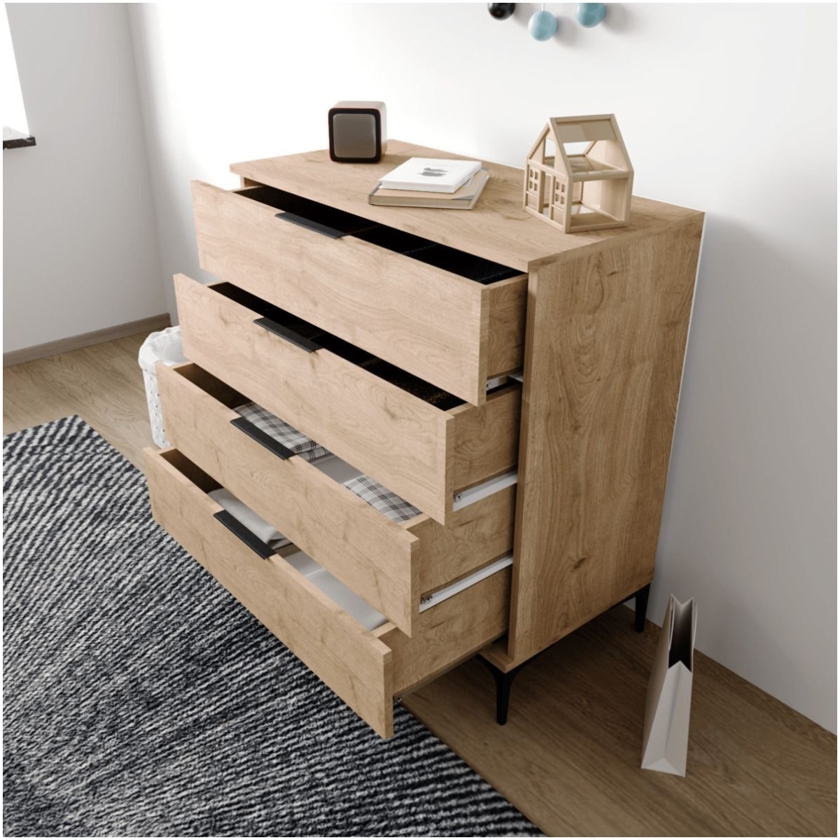 ALONEX HOME ADEN 4 ÇEKMECELİ SEPET ŞİFONYER - Görsel 4
