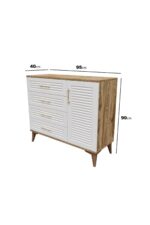 mapahomeliving Panjurlu 4 Çekmeceli 1 Kapaklı Şifonyer Modern Tasarım, MDF Kapak,Ekru Ceviz - Görsel 6