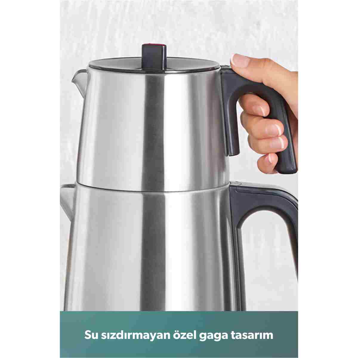 HOMEND Royaltea 1708H Paslanmaz Çelik Konuşan Çay Makinesi Inox-Siyah 1800 W - Görsel 3