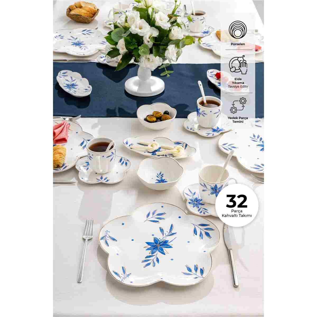 Emsan İntense Blue Porselen 32 Parça 6 Kişilik Kahvaltı / Servis Takımı - Görsel 2