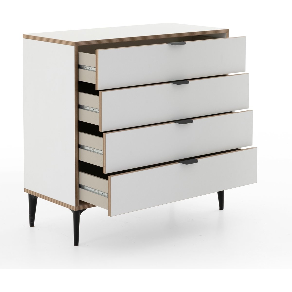 SARMOBİ Arden 4 Çekmeceli Şifonyer 90x88x40 cm Beyaz – Modern Tasarım - Görsel 3