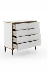 SARMOBİ Arden 4 Çekmeceli Şifonyer 90x88x40 cm Beyaz – Modern Tasarım - Görsel 3