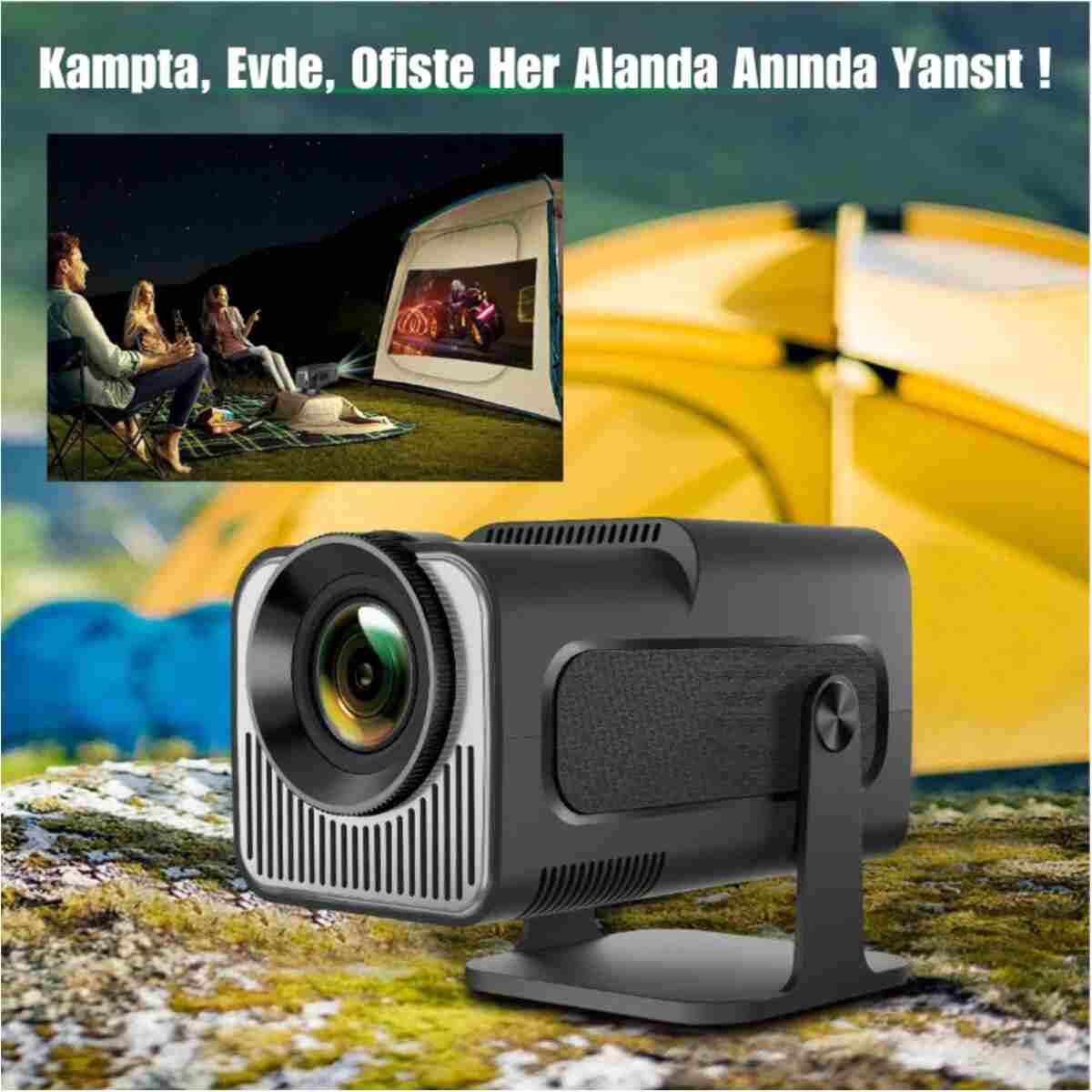 Teknodrone Vision Pro Taşınabilir Android Projeksiyon Wifi Destekli Akıllı Sinema Projektör Siyah Ultra HD - Görsel 8