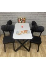 BAMBEDS MOBİLYA Masa Takımı, Yemek Masası, Mutfak Masası, 60*120Beyaz Elma 4lü Sandalye - Görsel 6
