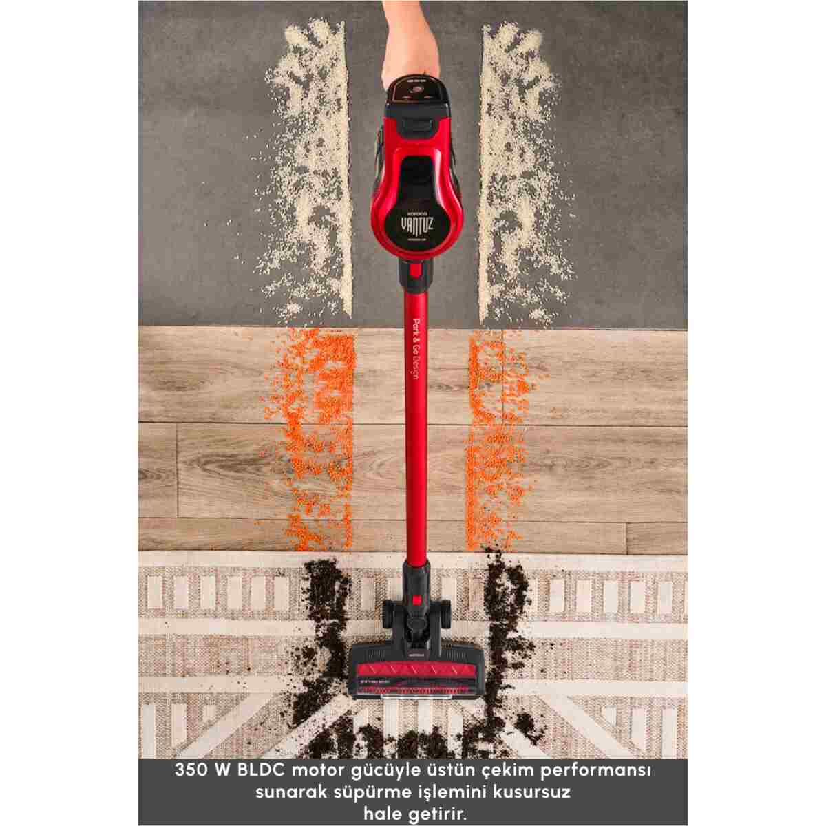 Karaca Vantuz Power Up Dikey Süpürge Imperial Red 350 W - Görsel 3