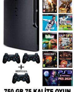 wiola Sony Ps3 Slim 750 Gb 75 Oyun 2 Kablosuz Kol (YENİLENMİŞ) Garantili Ürün