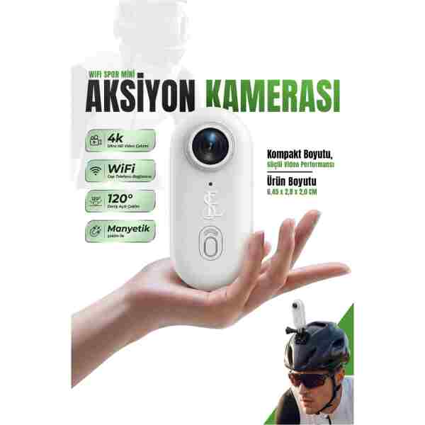 EN SİGA WiFi Spor Kamera 4K Manyetik Mini Aksiyon Kamera Ultra HD H.265 Taşınabilir Vlog Kamera