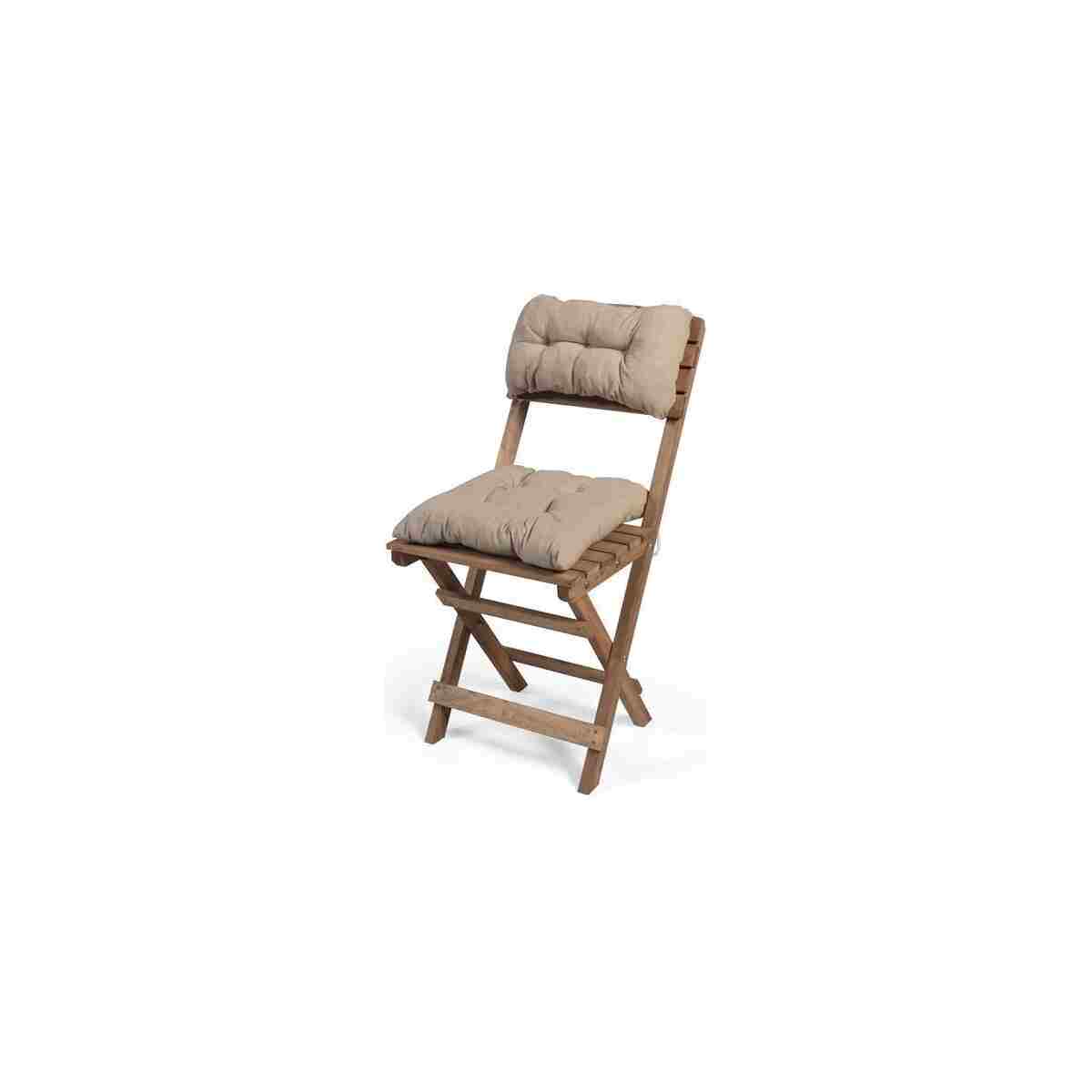 BarışAhşap Sırt ve Oturak Minderli Balkon Bahçe Teras Ahşap Bistro Set - Görsel 2