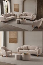 EDSY HOME Regnum Koltuk Takımı 3+3+1 Krem Renk - Görsel 9