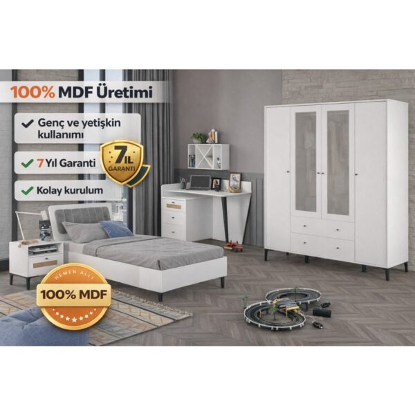 VENATTO Trio White Xl Genç Odası(%100mdf)