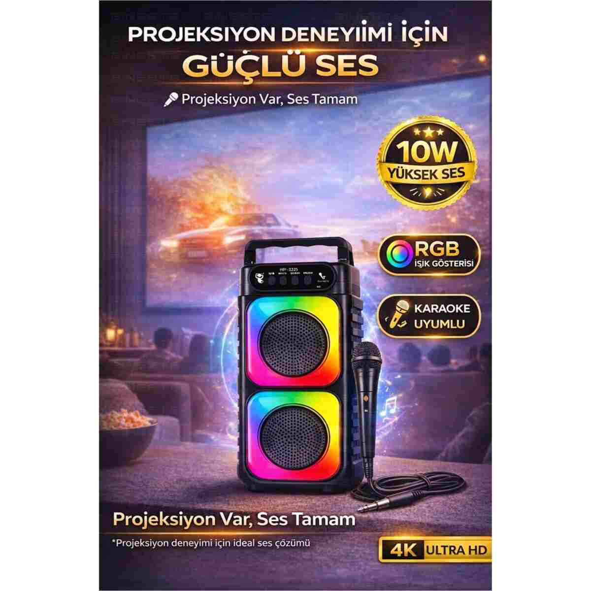 Zineets Taşınabilir Android Projeksiyon + Ses Sistemi Wifi Destekli Akıllı Sinema Projektör Ultra Hd - Görsel 10