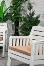 SANDALİE Lara 3 1 1 S Bahçe Takımı Balkon - Bahçe - Teras Mobilyası / Beyaz - Görsel 4