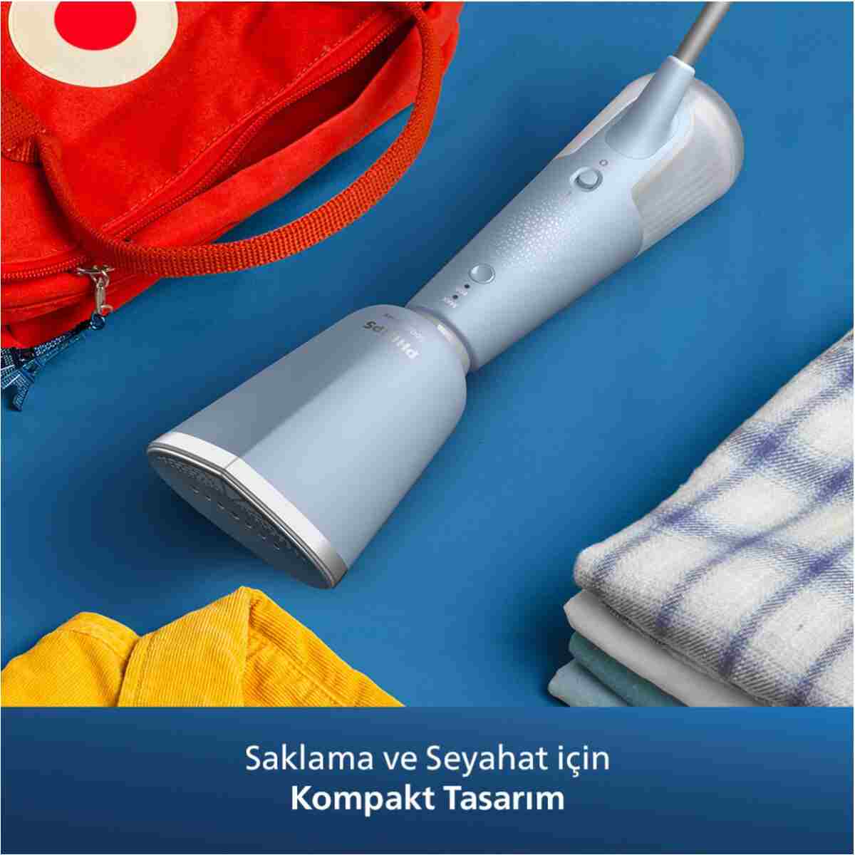 Aparat de calcat vertical portabil Philips STH5020/20 , 1300W, 120 ml, talpa metalica, Turcoaz - Görsel 11