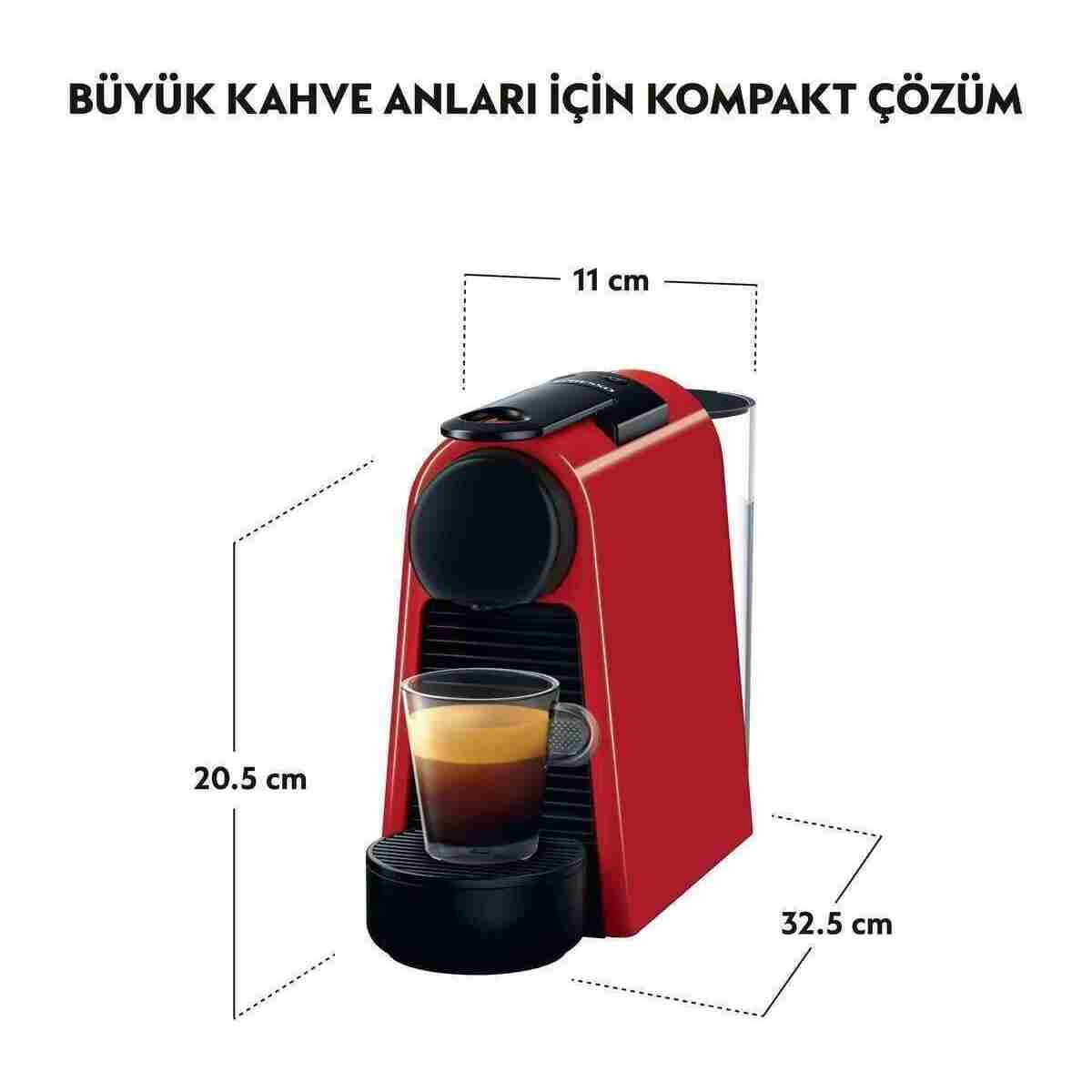 Nespresso D30 Essenza Mini Espresso Kahve Makinesi,Kırmızı - Görsel 3