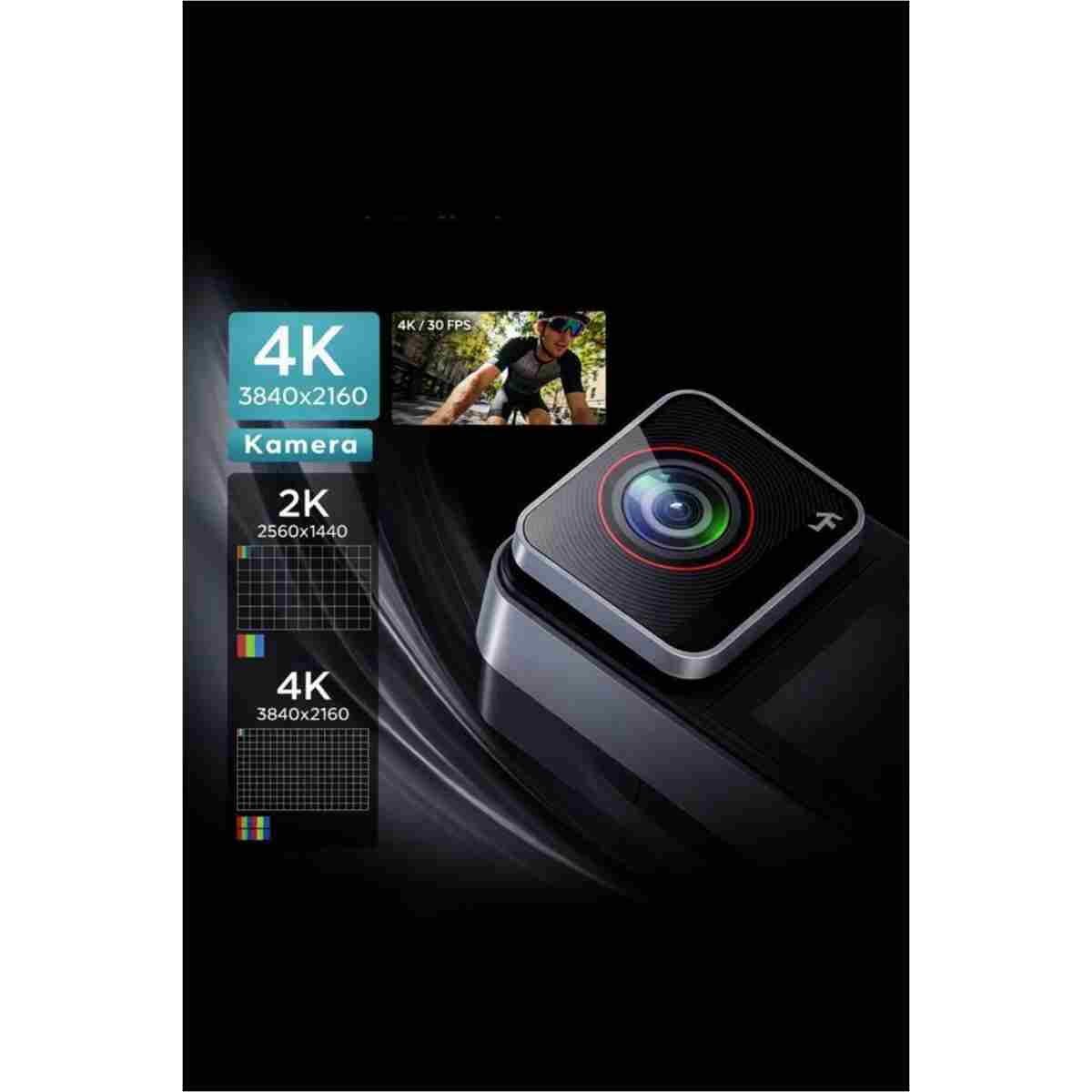 Torima Giyilebilir Aksiyon Kamerası 4K Ultra Hd Kayıt Su Geçirmez Kamera AC05 Siyah - Görsel 6