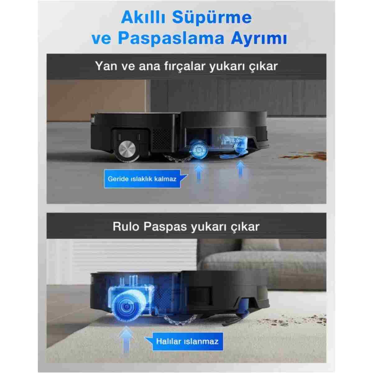 Ecovacs DEEBOT X11 OmniCyclone Robot Süpürge ve Paspas, 19.500 Pa Emiş Gücü - Görsel 8