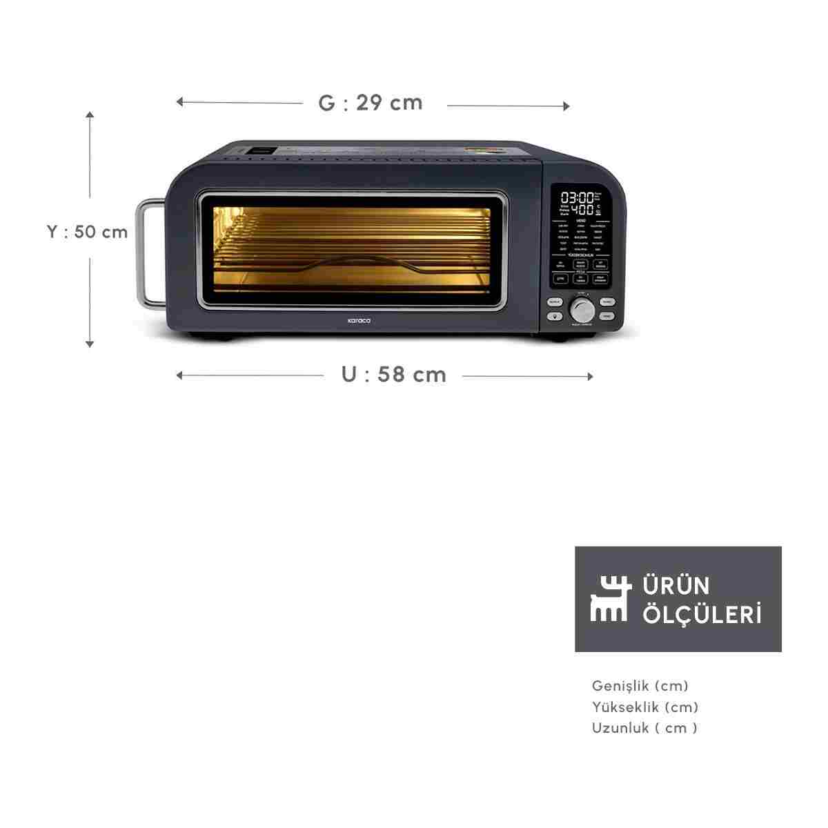 Karaca Multicrust Artisan Retro Pizza Makinesi ve Airfryer Mat Siyah - Görsel 2