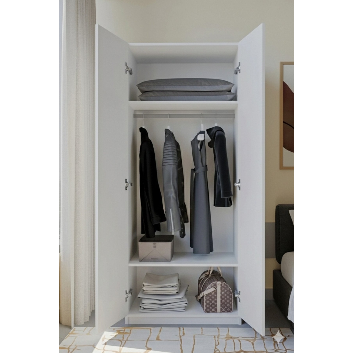 ygdecor 2 Kapaklı Elbise Dolabı Gardrop - Görsel 2