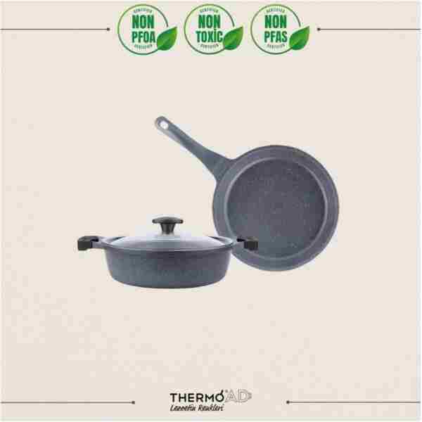 ThermoAD | Tencere Seti | Graneu Serisi | 3 Parça | Gri