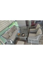 Tu Tienda PETRA 3+1+1+MASA+2PUF BAHÇE BALKON MOBİLYASI,GRİ RATTAN/VİZON KUMAŞ - Görsel 4