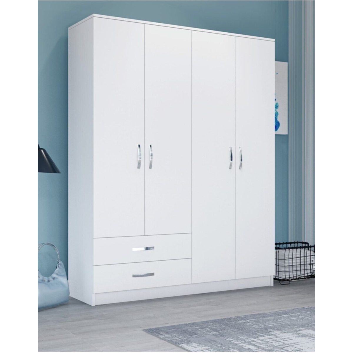 Metalia Gm 077 Novado Düğme Kulplu 4 Kapı 2 Çekmeceli Gardırop - Görsel 7