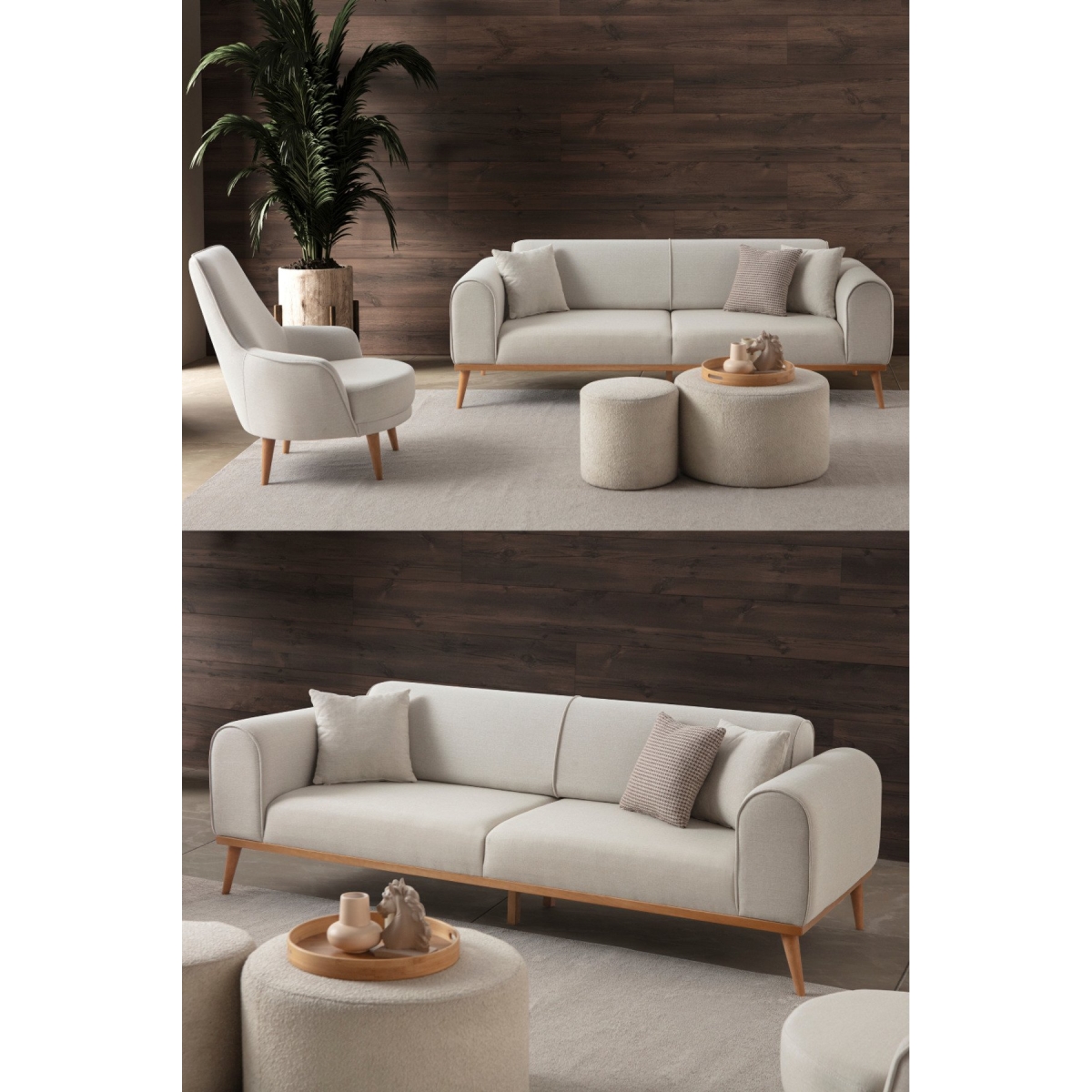 EDSY HOME Rebull 3+1 Koltuk Takımı Kahverengi + Sütlü Kahve - Görsel 9